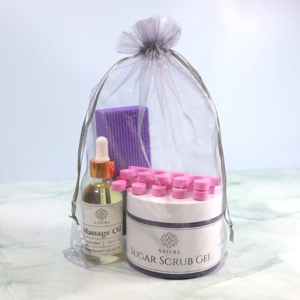 Lavender Luxe Pedicure Set, Foot Spa Self Care Kit, Luxury Pampering Scrub Kit